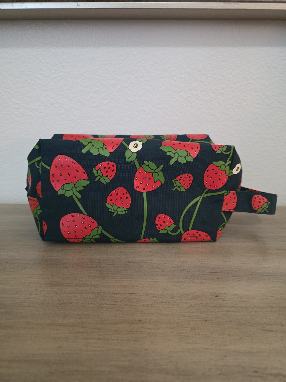 Baggu Strawberry Print Navy Carry Case Cosmetic Pouch